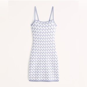 Abercrombie Jacquard Open Back Mini Dress Light Blue Pattern